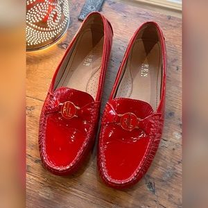 Ralph Lauren Red Patent Leather Driving Loafers